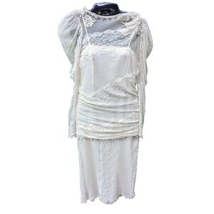 Vintage Lorrie Kabala Dress Size 6 Dainty Sheer Lined Lace Tea Wedding Romantic